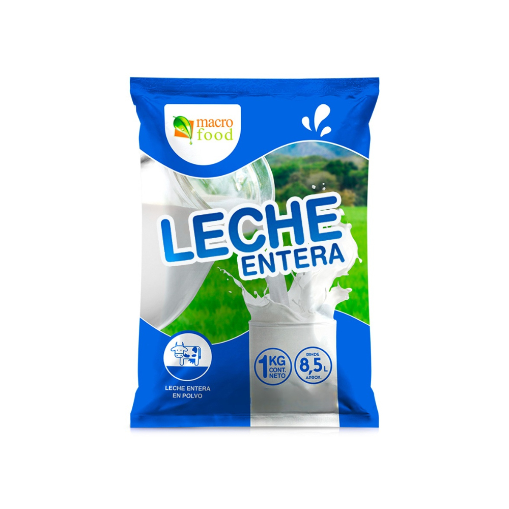 Leche entera en polvo Macro Food (1 kg / 2.2 lb)