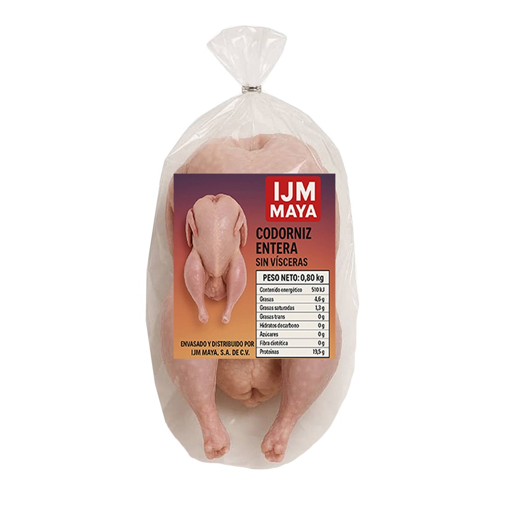 Codorniz entera sin víceras (800 g / 1.76 lb)