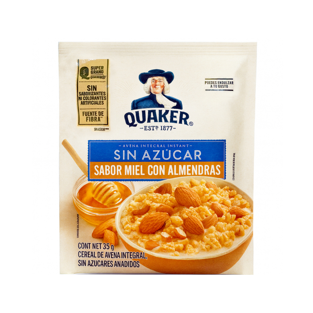 Cereal de avena integral sabor miel co almendras Quaker (35 g / 1.23 oz)