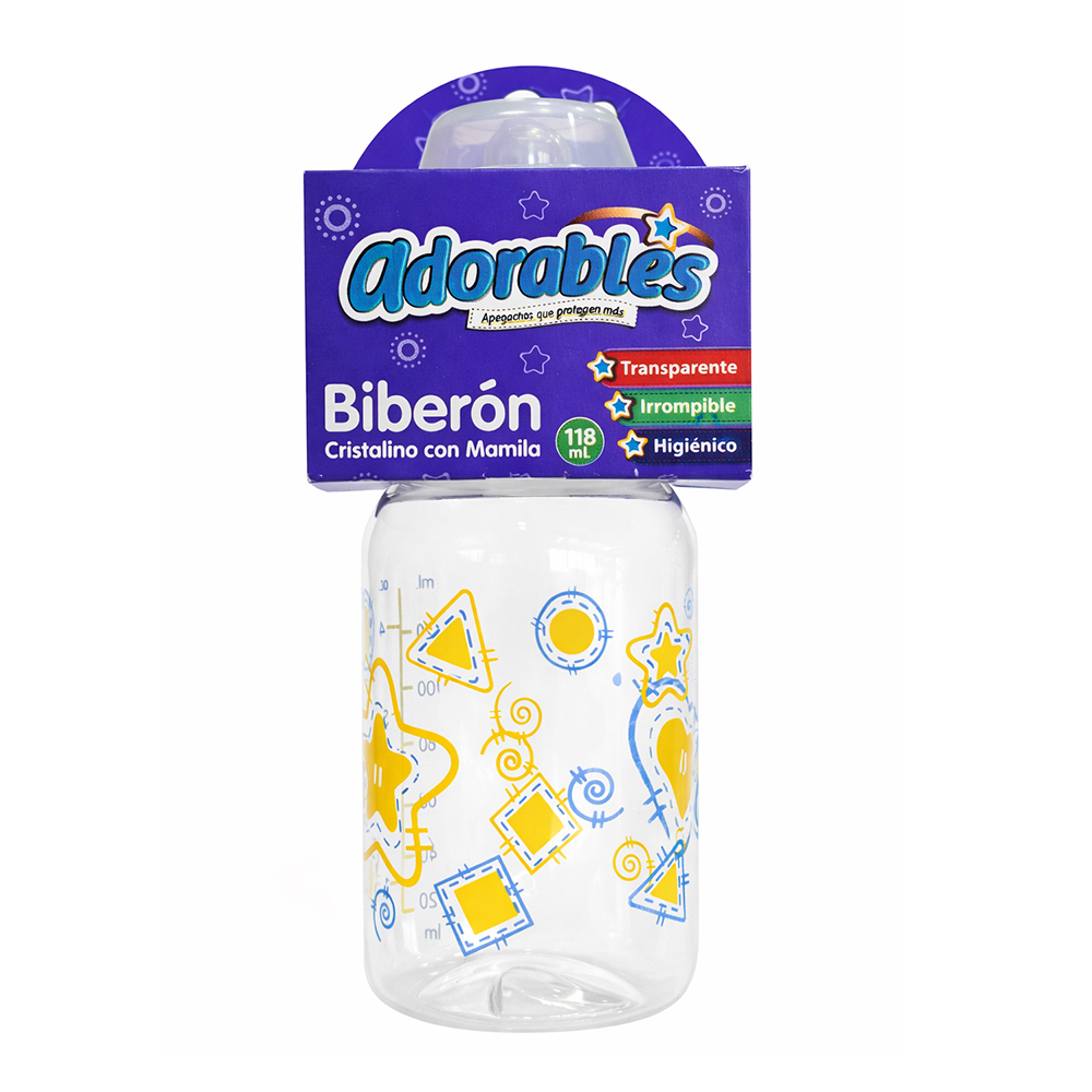 Biberón cristalino con mamila Adorables (118 ml / 4 oz)