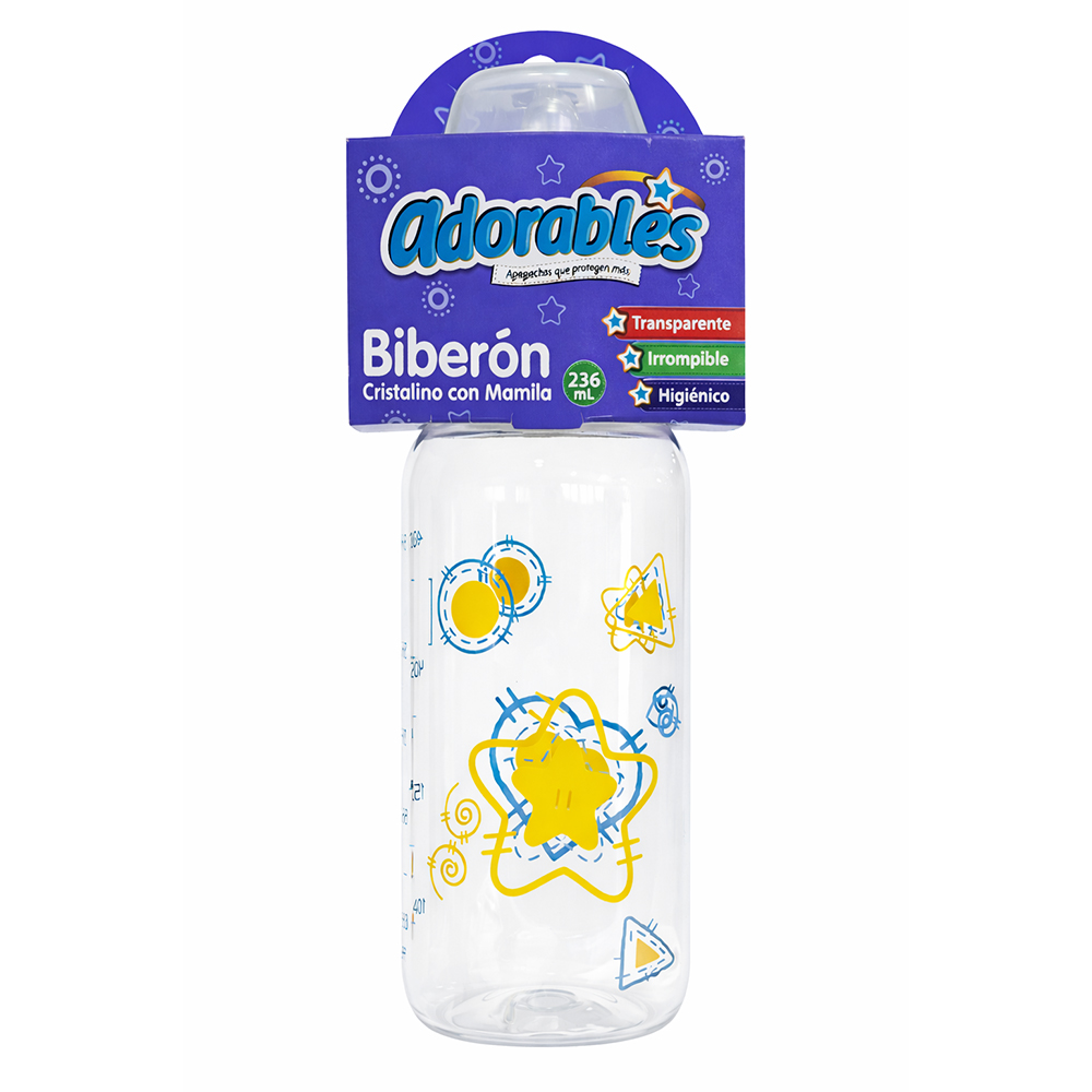 Biberón cristalino con mamila Adorables (236 ml / 8 oz)