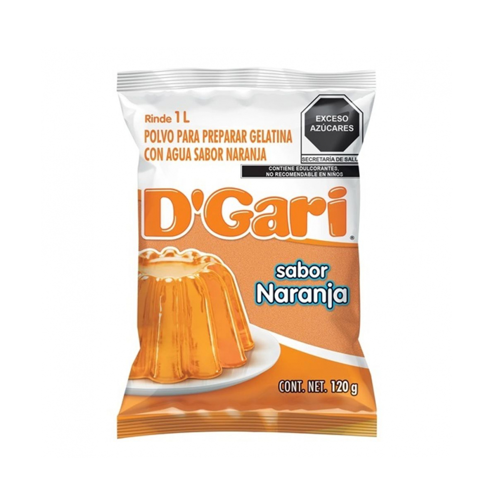 Polvo para preparar gelatina con agua sabor naranja D'Gari (120 g / 4.23 oz)