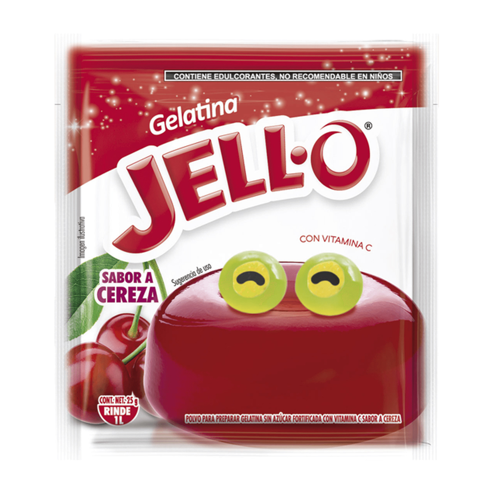 Gelatina sin azúcar fortificada con vitamina C sabor cereza Jell-O (25 g)