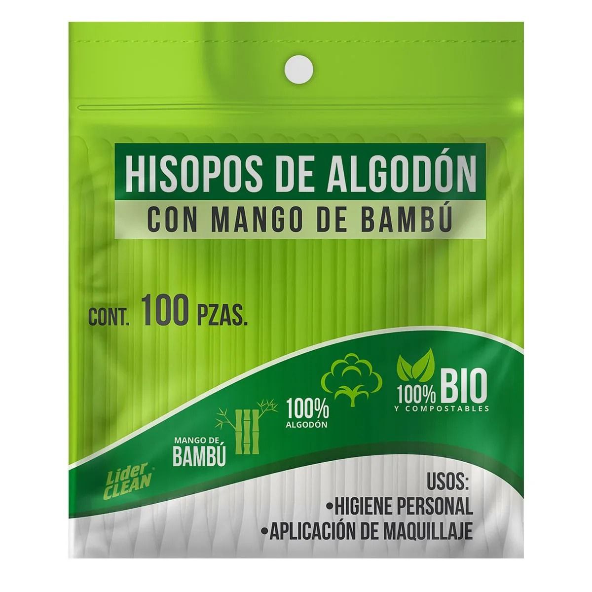 Hisopo de algodon con mango de bambú Lider Clean